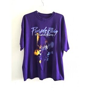 Prince Purple Rain T-Shirt 2XL Adult Short Sleeve Graphic Rock Band Tee Crewneck